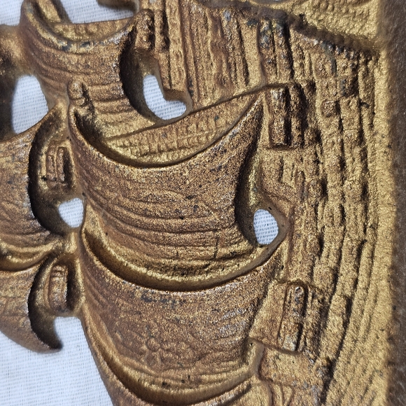 Vintage Brass Ship Nautical Bookend Pair Embossed "501" 4.25"H 4.5"L Metal Decor - Picture 14 of 14